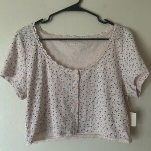 Aéropostale Cottagecore XL NWT CropTop Pastel Pink Babydoll Fairy Dainty Twee